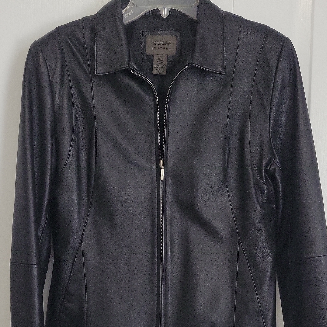 Womens Black Leather Lightweight Jacket